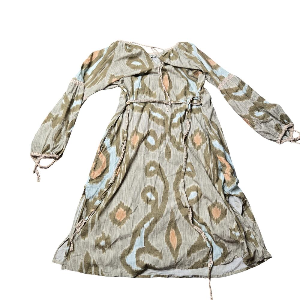 D'Ascoli Uzbek Green Boho Midi Dress Size: XS